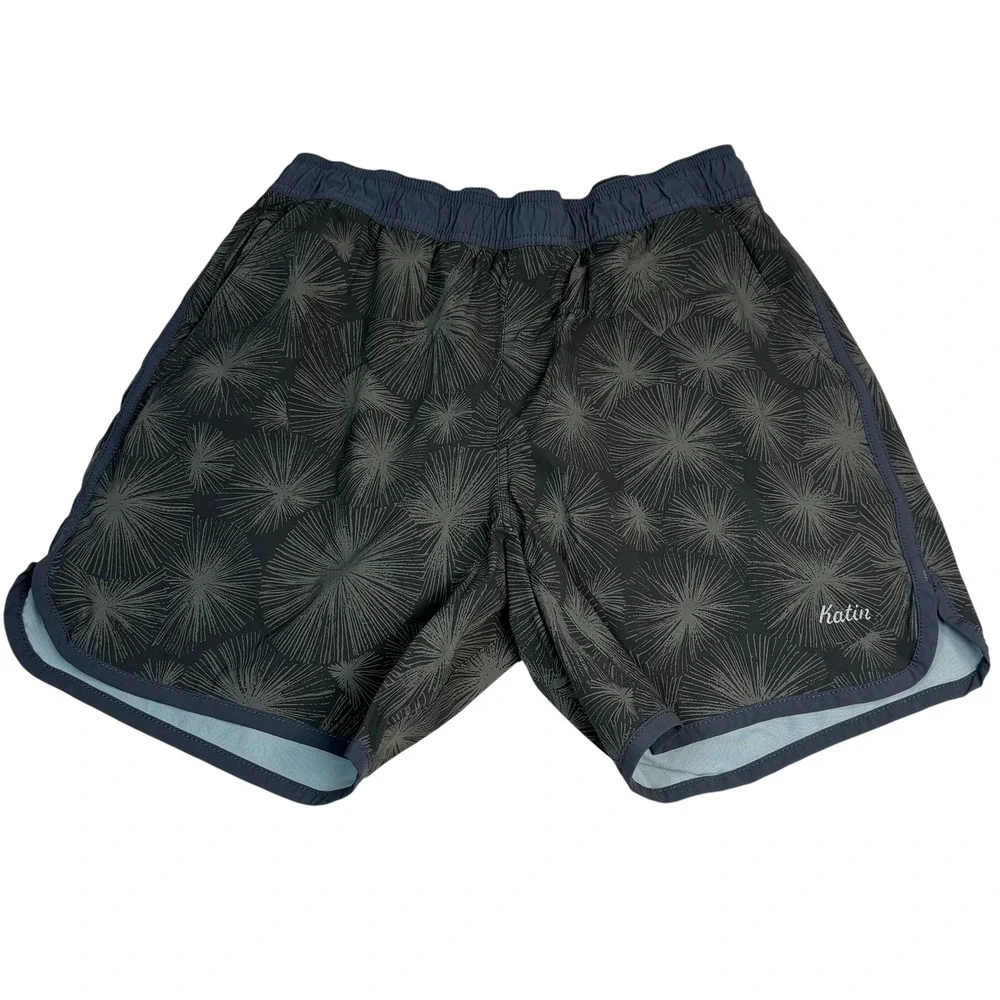 Katin Mens Starburst Print Swim Trunks Charcoal Grey Board Shorts Size S 2261